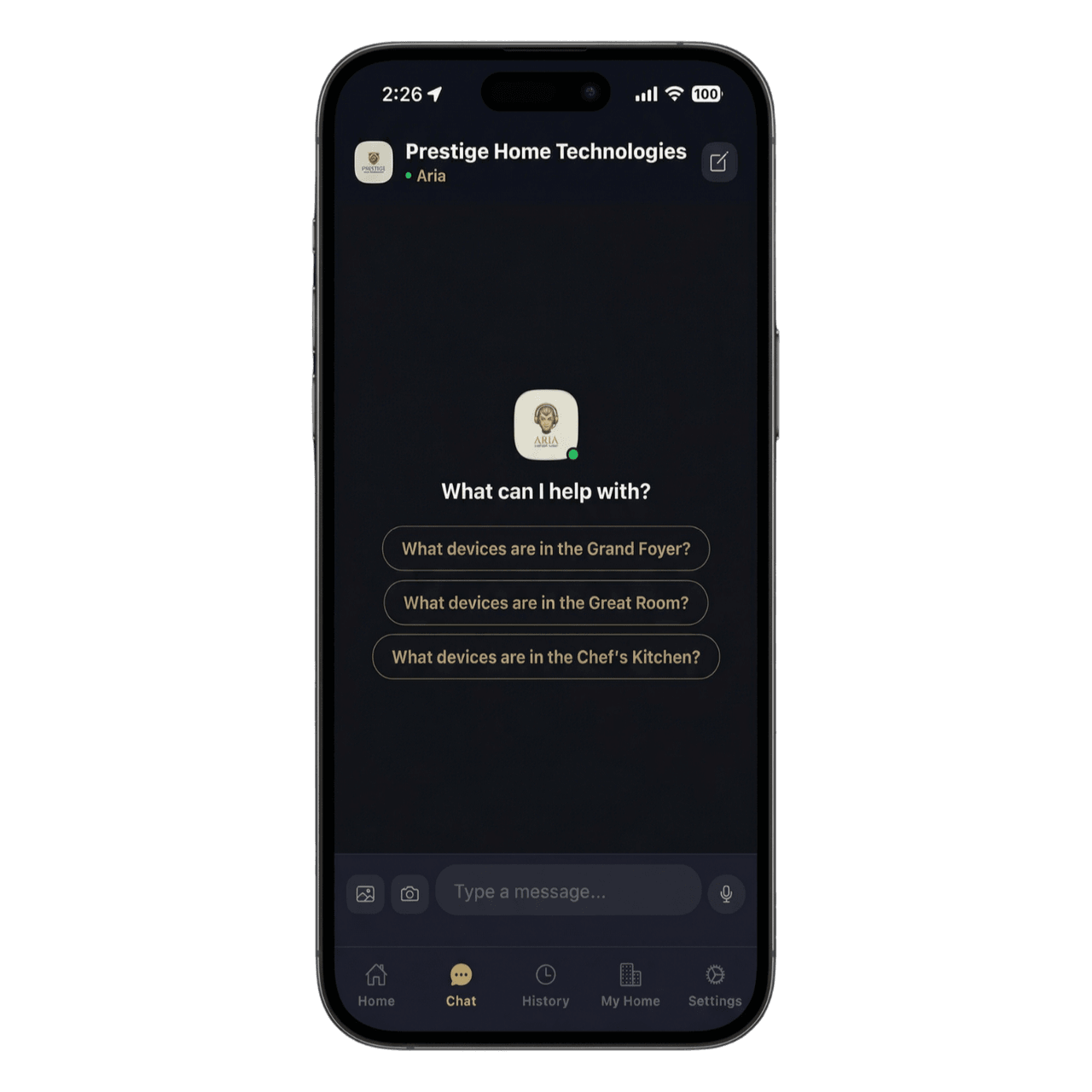 Resolve smart home support app welcome screen with AI assistant and photo troubleshooting suggestion chips